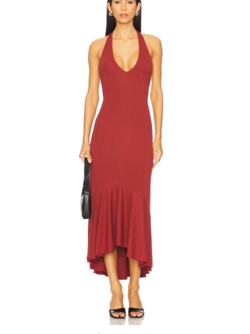 Free People Alix Red Halter Neck Midi Dress